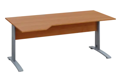 EZK 18 - 184 stůl kancelářský, rohový, levý, kovová podnož stříbrná, deska 18 mm, široký 1800 mm, olše jantar